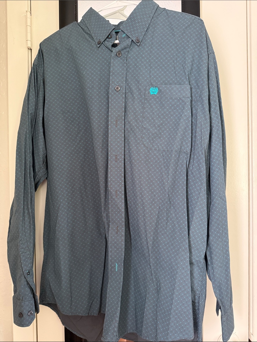 Cinch Men's Teal Dot Button-Down Shirt